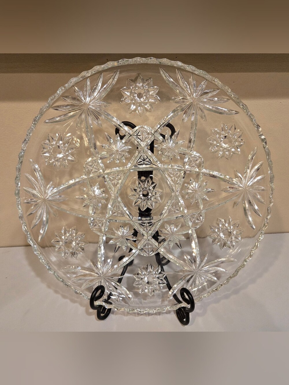 Vintage Anchor Hocking Star Of David Cake Plate 13-1/2"